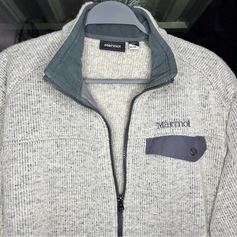 Marmot Men’s Full Zip Knit Fleece Jacket Gray XL - Picture 3 of 12